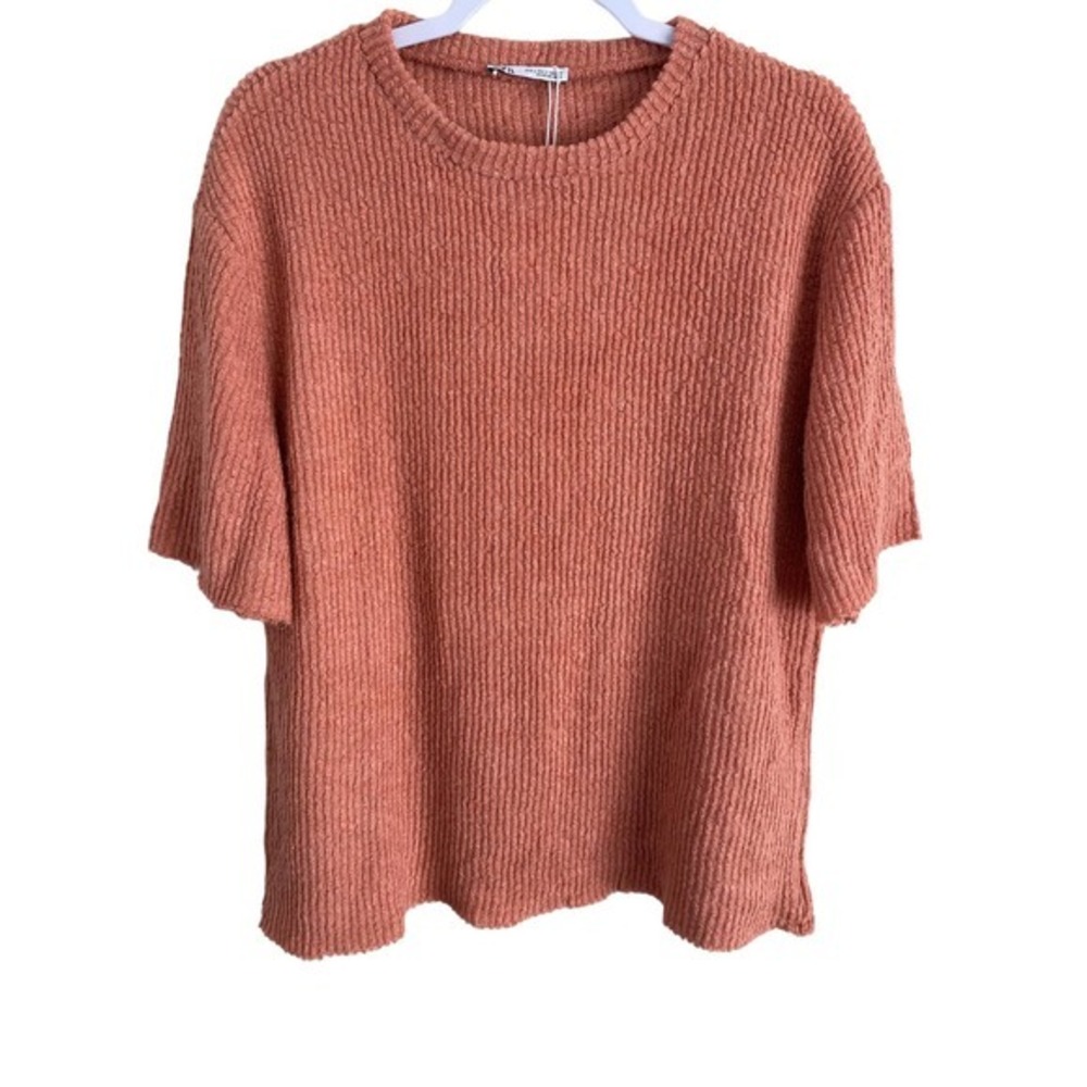 Zara Boxy, Textured Shirt In Salmon Color‎